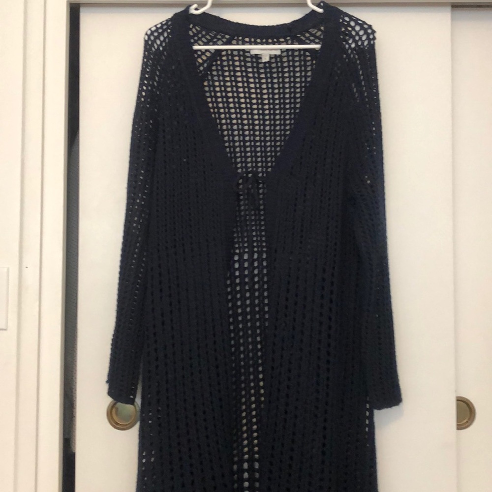 Long Navy crochet duster